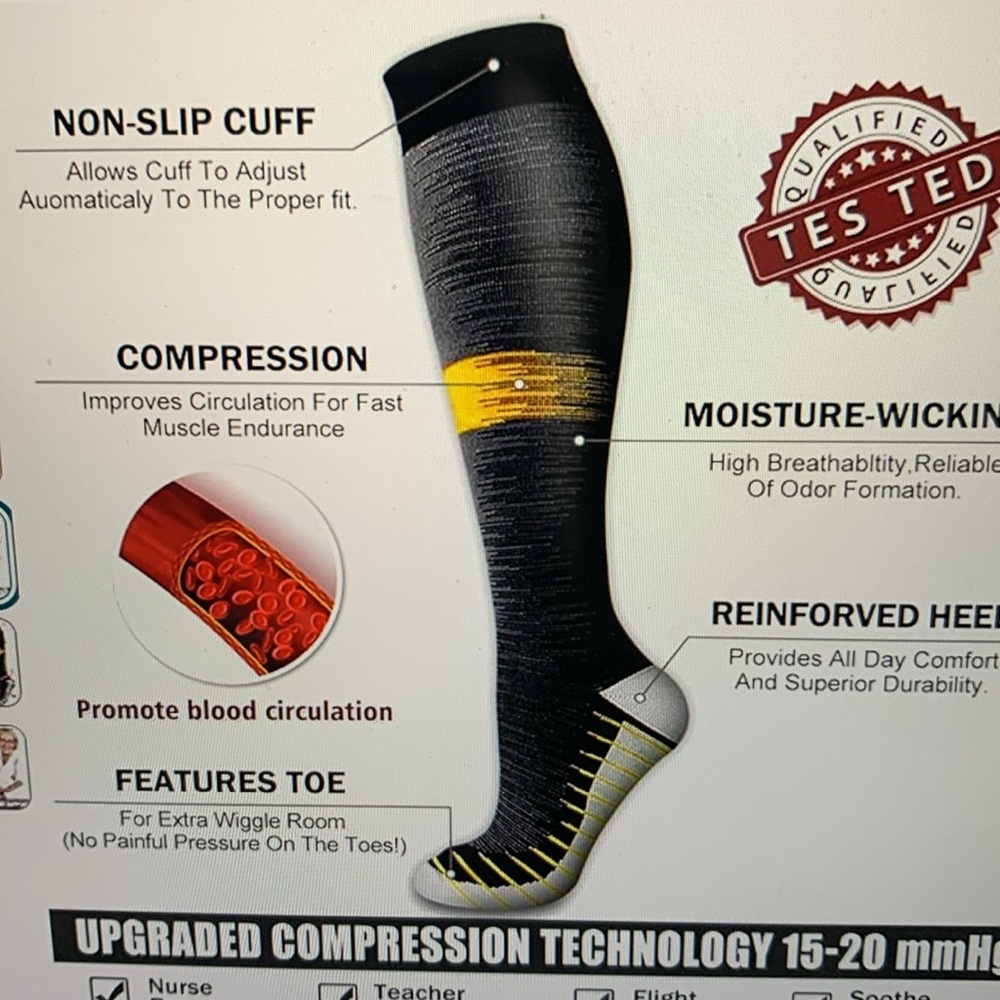 5 Pack Copper Compression Socks for Women and Men Circulation-Best Support - Picture 6 of 6